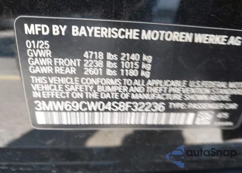 2025 BMW 330I z USA, uszkodzony, nr VIN 3MW69CW04S8F32236